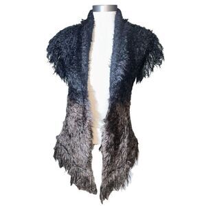 Ethyl Brown & Black Faux Fur Vest Size M